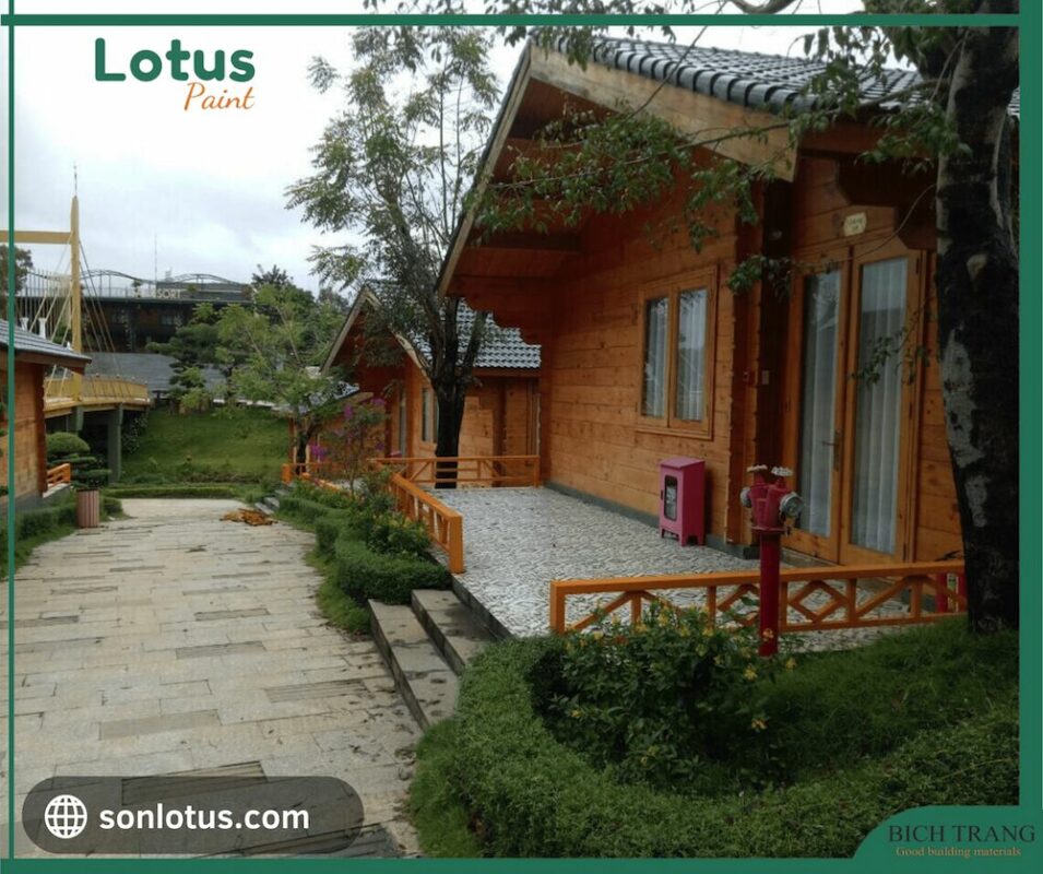 Hình ảnh thực tế công trình sử dụng sơn gỗ ngoài trời Lotus