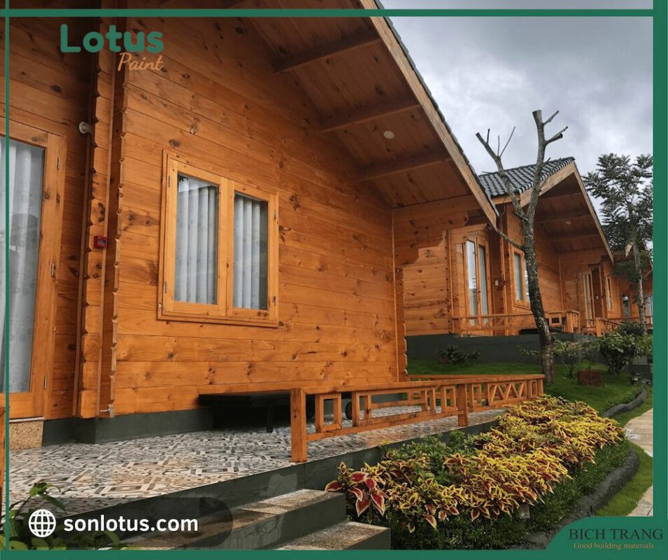 Hình ảnh thực tế công trình sử dụng sơn gỗ ngoài trời Lotus