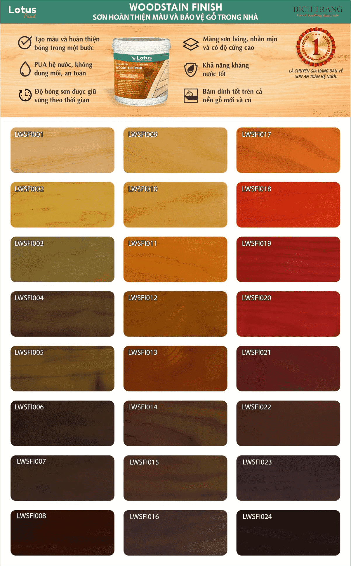 Bảng màu Lotus Woodstain Finish