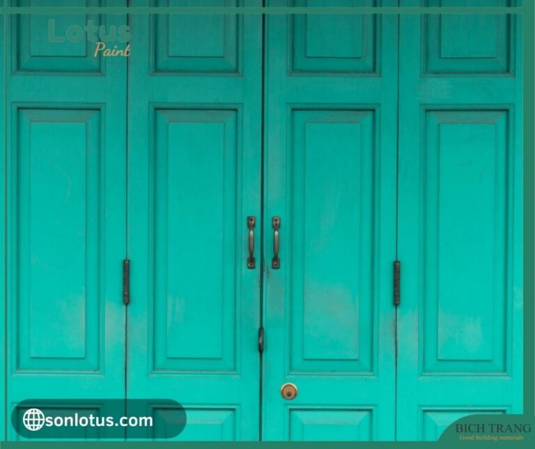 Sơn cửa gỗ màu xanh lá mát mẻ